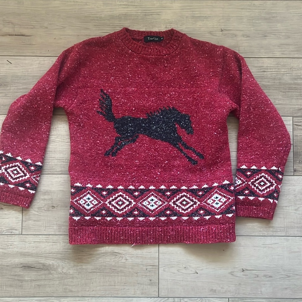 Vintage True Grit Res Horse Sweater made USA Medium